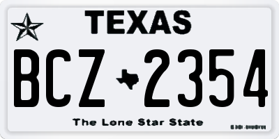 TX license plate BCZ2354