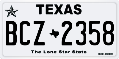 TX license plate BCZ2358