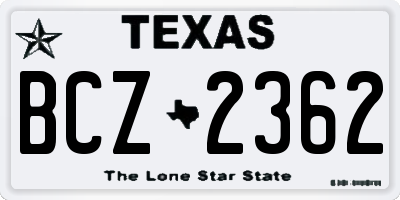 TX license plate BCZ2362