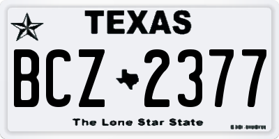 TX license plate BCZ2377