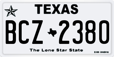 TX license plate BCZ2380