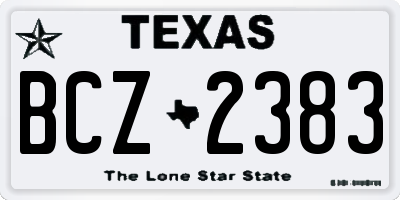 TX license plate BCZ2383