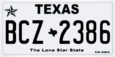 TX license plate BCZ2386