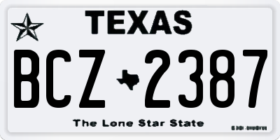 TX license plate BCZ2387