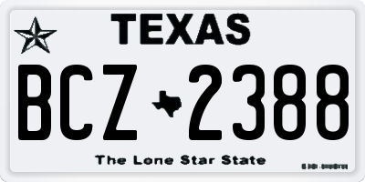 TX license plate BCZ2388