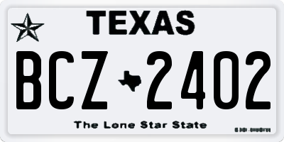 TX license plate BCZ2402