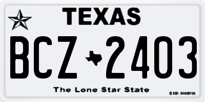 TX license plate BCZ2403