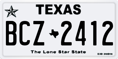 TX license plate BCZ2412