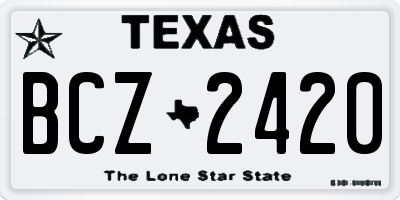 TX license plate BCZ2420