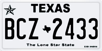 TX license plate BCZ2433