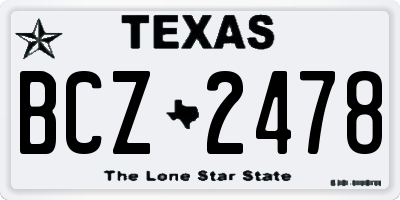 TX license plate BCZ2478