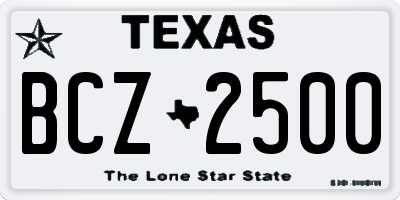 TX license plate BCZ2500