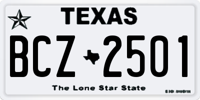 TX license plate BCZ2501