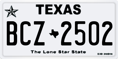 TX license plate BCZ2502