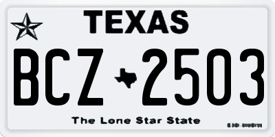 TX license plate BCZ2503