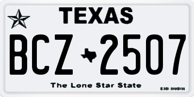 TX license plate BCZ2507