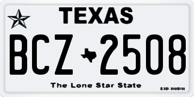 TX license plate BCZ2508