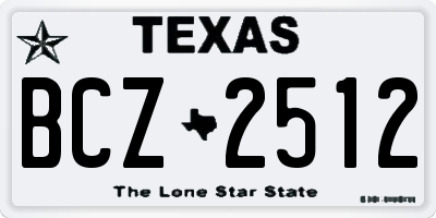TX license plate BCZ2512