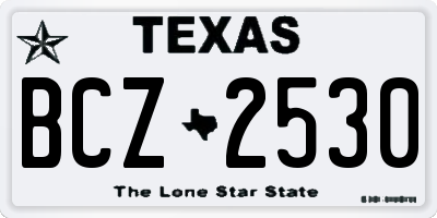 TX license plate BCZ2530