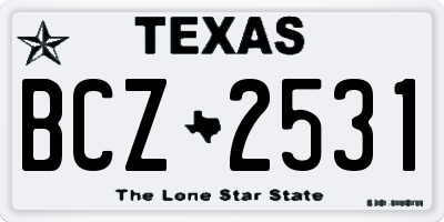 TX license plate BCZ2531