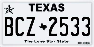 TX license plate BCZ2533