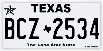 TX license plate BCZ2534