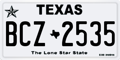 TX license plate BCZ2535