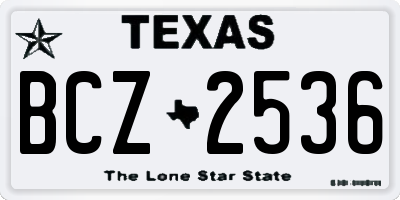 TX license plate BCZ2536
