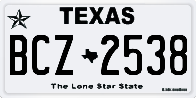 TX license plate BCZ2538