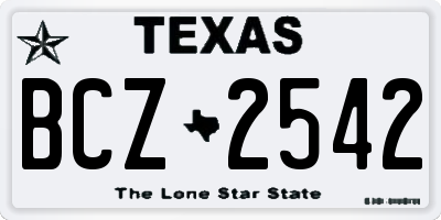 TX license plate BCZ2542