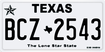 TX license plate BCZ2543