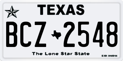 TX license plate BCZ2548