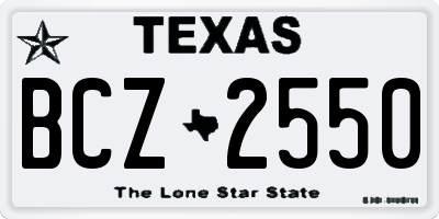 TX license plate BCZ2550