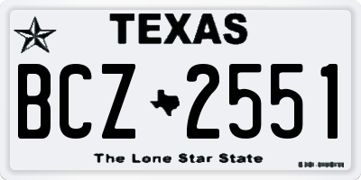 TX license plate BCZ2551