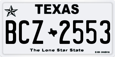 TX license plate BCZ2553