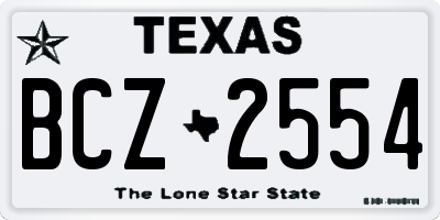 TX license plate BCZ2554