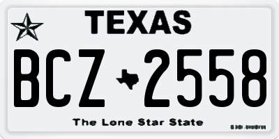 TX license plate BCZ2558