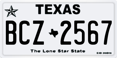 TX license plate BCZ2567