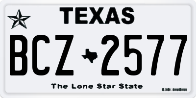 TX license plate BCZ2577