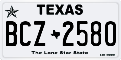 TX license plate BCZ2580