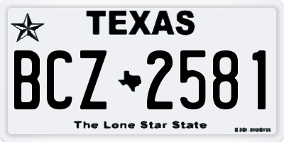 TX license plate BCZ2581