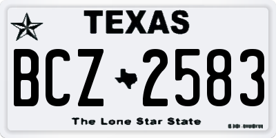 TX license plate BCZ2583