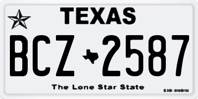 TX license plate BCZ2587