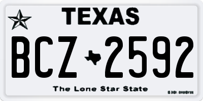 TX license plate BCZ2592