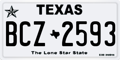 TX license plate BCZ2593