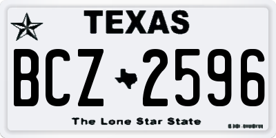 TX license plate BCZ2596
