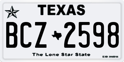 TX license plate BCZ2598