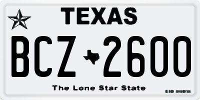 TX license plate BCZ2600