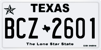 TX license plate BCZ2601