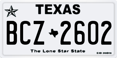 TX license plate BCZ2602